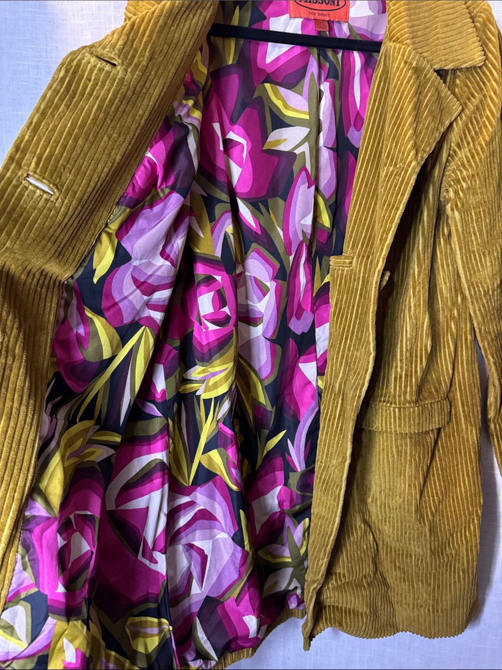 Missoni Olive-Mustard Corduroy Trench Coat - Picture 6 of 7